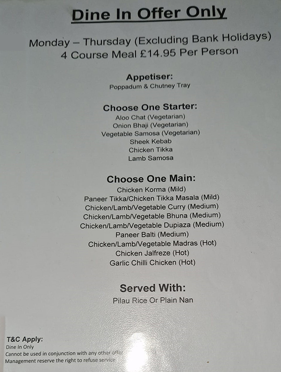 Dine In Offer